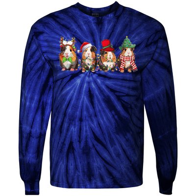 Guinea Pig Christmas Funny Cute Cavy Santa Hat Family Holiday Tie-Dye Long Sleeve Shirt