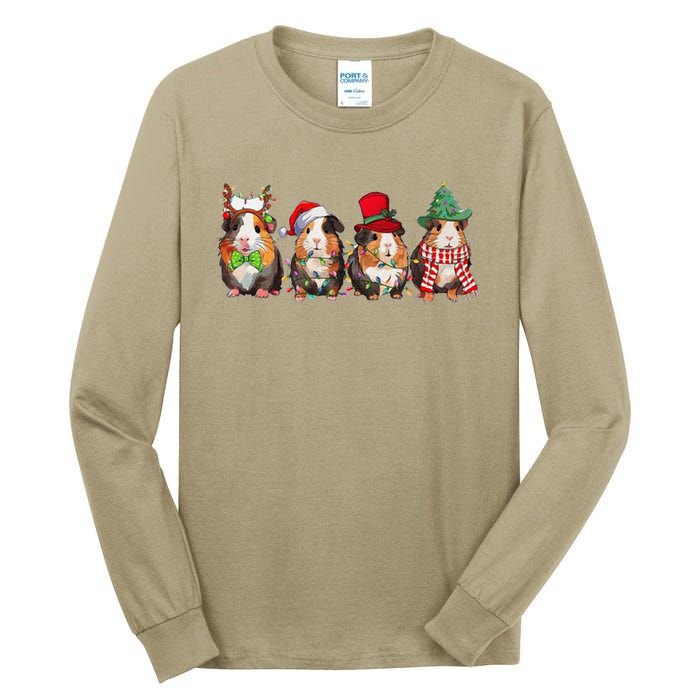 Guinea Pig Christmas Funny Cute Cavy Santa Hat Family Holiday Tall Long Sleeve T-Shirt