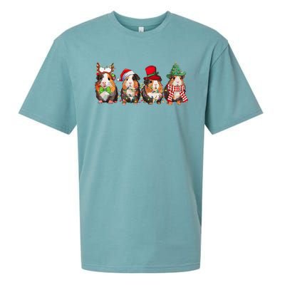 Guinea Pig Christmas Funny Cute Cavy Santa Hat Family Holiday Sueded Cloud Jersey T-Shirt