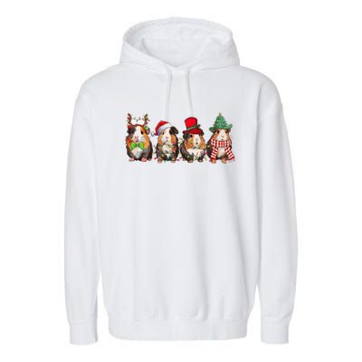 Guinea Pig Christmas Funny Cute Cavy Santa Hat Family Holiday Garment-Dyed Fleece Hoodie