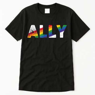 Gay Pride Colors LGBTQ Ally  Rainbow Gay Ally  Tall T-Shirt