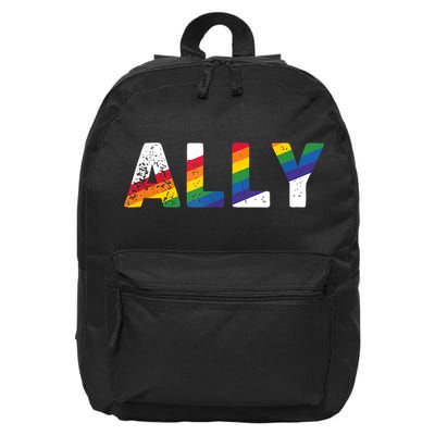Gay Pride Colors LGBTQ Ally  Rainbow Gay Ally  16 in Basic Backpack