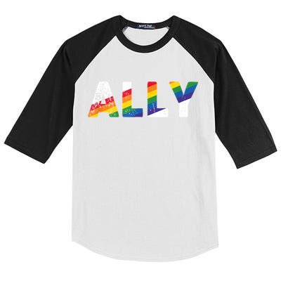Gay Pride Colors LGBTQ Ally  Rainbow Gay Ally  Kids Colorblock Raglan Jersey