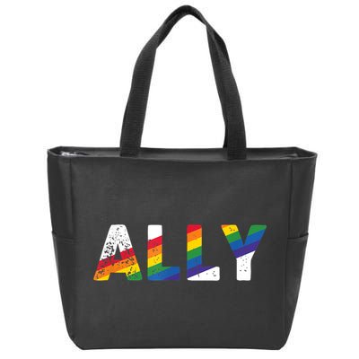 Gay Pride Colors LGBTQ Ally  Rainbow Gay Ally  Zip Tote Bag