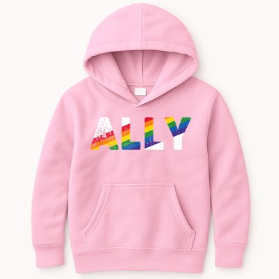 Gay Pride Colors LGBTQ Ally  Rainbow Gay Ally  Kids Hoodie