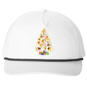 Guinea Pig Christmas Tree Funny Guinea Pig Christmas Lights Guinea Pig Christmas Snapback Five-Panel Rope Hat