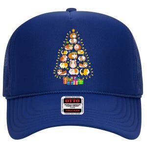 Guinea Pig Christmas Tree Funny Guinea Pig Christmas Lights Guinea Pig Christmas High Crown Mesh Back Trucker Hat