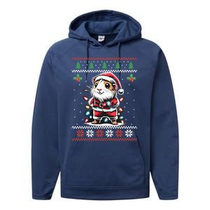 Guinea Pig Christmas Lights Ugly Christmas Xmas Swea Performance Fleece Hoodie