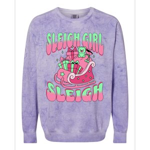 Groovy Pink Christmas Sleigh Sleigh Funny S Xmas Gift Colorblast Crewneck Sweatshirt