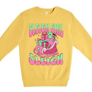 Groovy Pink Christmas Sleigh Sleigh Funny S Xmas Gift Premium Crewneck Sweatshirt