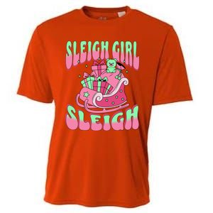 Groovy Pink Christmas Sleigh Sleigh Funny S Xmas Gift Cooling Performance Crew T-Shirt