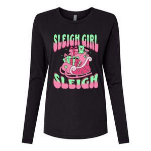 Groovy Pink Christmas Sleigh Sleigh Funny S Xmas Gift Womens Cotton Relaxed Long Sleeve T-Shirt