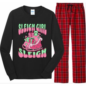 Groovy Pink Christmas Sleigh Sleigh Funny S Xmas Gift Long Sleeve Pajama Set