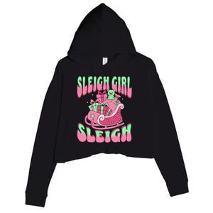 Groovy Pink Christmas Sleigh Sleigh Funny S Xmas Gift Crop Fleece Hoodie