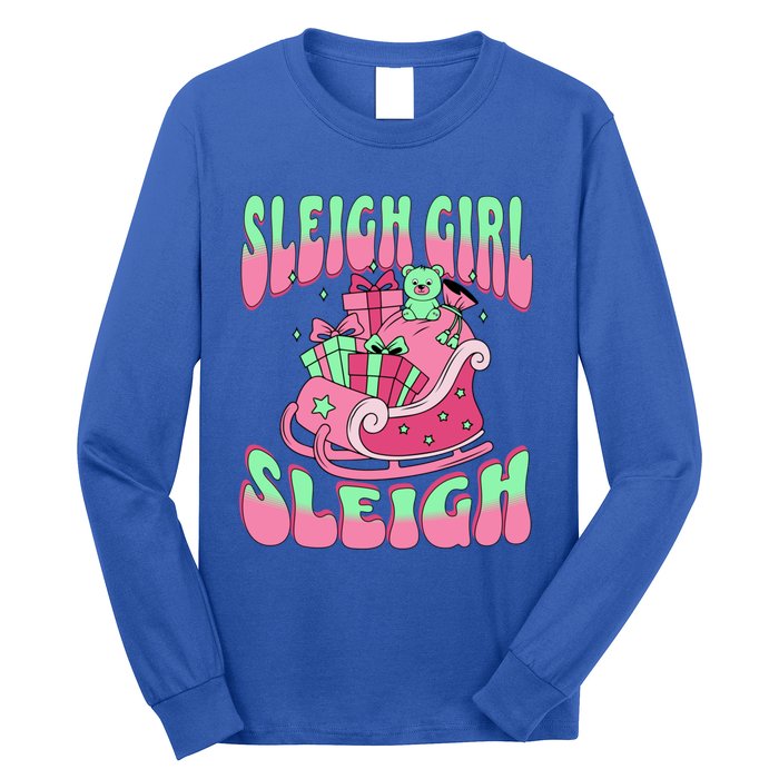 Groovy Pink Christmas Sleigh Sleigh Funny S Xmas Gift Long Sleeve Shirt