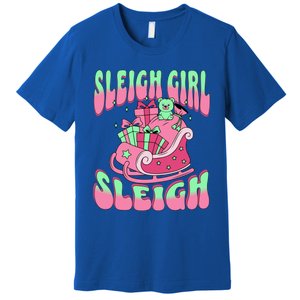 Groovy Pink Christmas Sleigh Sleigh Funny S Xmas Gift Premium T-Shirt