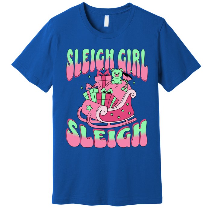 Groovy Pink Christmas Sleigh Sleigh Funny S Xmas Gift Premium T-Shirt