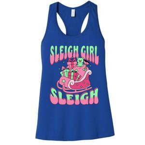 Groovy Pink Christmas Sleigh Sleigh Funny S Xmas Gift Women's Racerback Tank