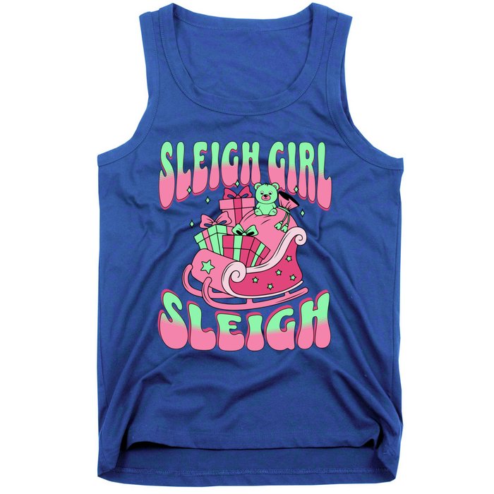 Groovy Pink Christmas Sleigh Sleigh Funny S Xmas Gift Tank Top