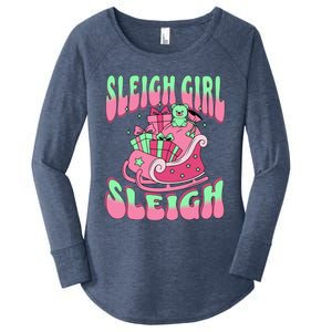 Groovy Pink Christmas Sleigh Sleigh Funny S Xmas Gift Women's Perfect Tri Tunic Long Sleeve Shirt