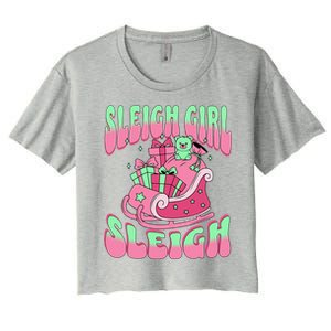 Groovy Pink Christmas Sleigh Sleigh Funny S Xmas Gift Women's Crop Top Tee