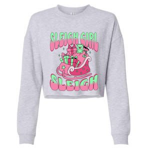 Groovy Pink Christmas Sleigh Sleigh Funny S Xmas Gift Cropped Pullover Crew