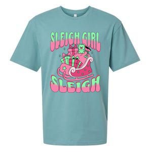 Groovy Pink Christmas Sleigh Sleigh Funny S Xmas Gift Sueded Cloud Jersey T-Shirt