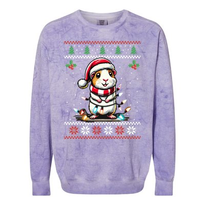 Guinea Pig Christmas Lights Ugly Christmas Xmas Swea Colorblast Crewneck Sweatshirt