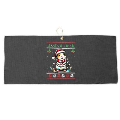 Guinea Pig Christmas Lights Ugly Christmas Xmas Swea Large Microfiber Waffle Golf Towel