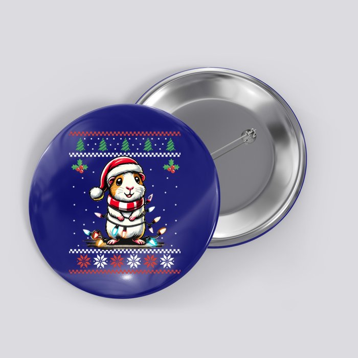 Guinea Pig Christmas Lights Ugly Christmas Xmas Swea Button