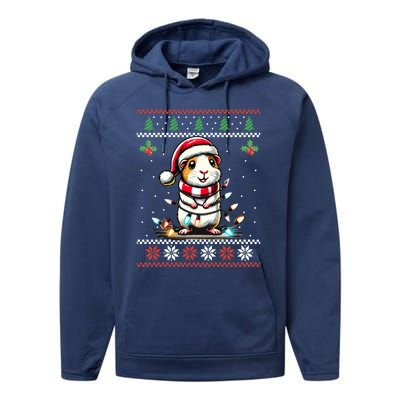 Guinea Pig Christmas Lights Ugly Christmas Xmas Swea Performance Fleece Hoodie