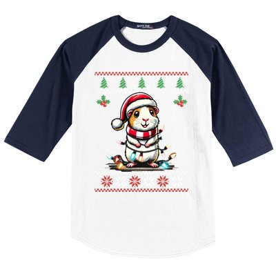 Guinea Pig Christmas Lights Ugly Christmas Xmas Swea Baseball Sleeve Shirt