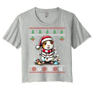 Guinea Pig Christmas Lights Ugly Christmas Xmas Swea Women's Crop Top Tee