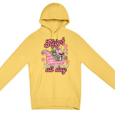 Groovy Pink Christmas Sleigh Tees Sleigh Xmas All Day Gift Premium Pullover Hoodie