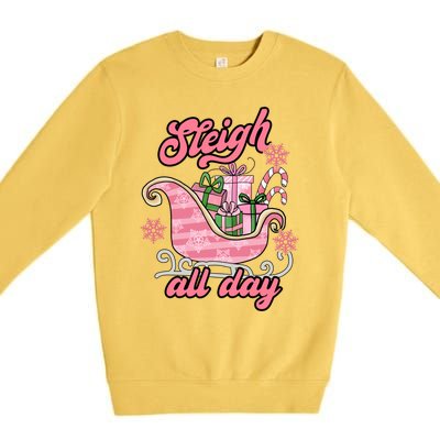 Groovy Pink Christmas Sleigh Tees Sleigh Xmas All Day Gift Premium Crewneck Sweatshirt