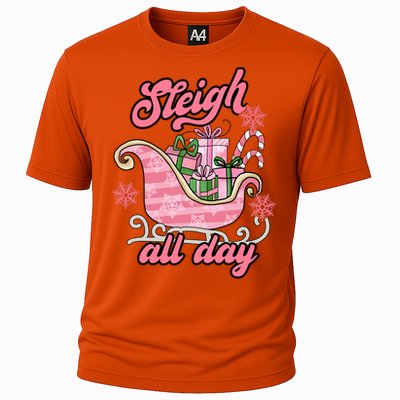 Groovy Pink Christmas Sleigh Tees Sleigh Xmas All Day Gift Cooling Performance Crew T-Shirt