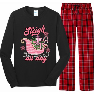 Groovy Pink Christmas Sleigh Tees Sleigh Xmas All Day Gift Long Sleeve Pajama Set