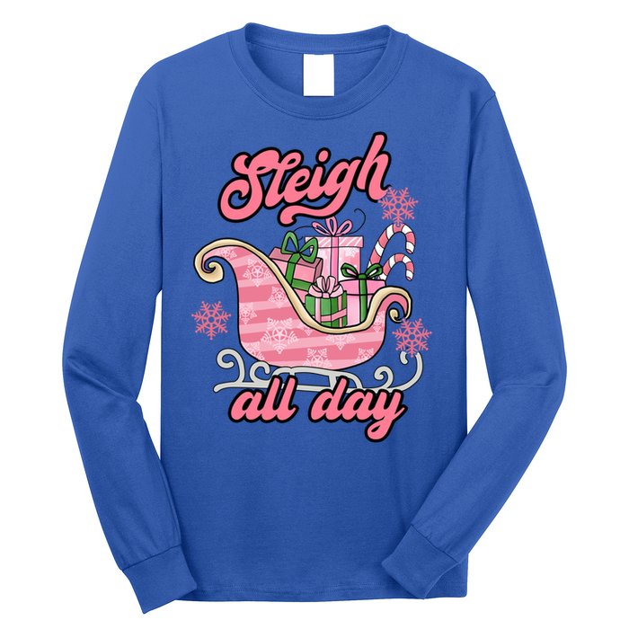 Groovy Pink Christmas Sleigh Tees Sleigh Xmas All Day Gift Long Sleeve Shirt