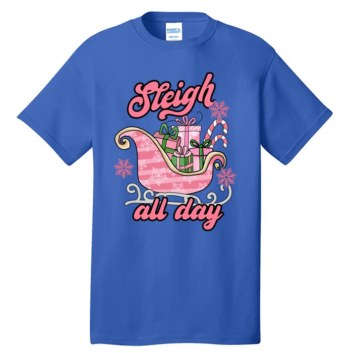 Groovy Pink Christmas Sleigh Tees Sleigh Xmas All Day Gift Tall T-Shirt