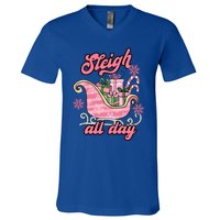 Groovy Pink Christmas Sleigh Tees Sleigh Xmas All Day Gift V-Neck T-Shirt