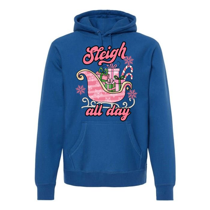 Groovy Pink Christmas Sleigh Tees Sleigh Xmas All Day Gift Premium Hoodie