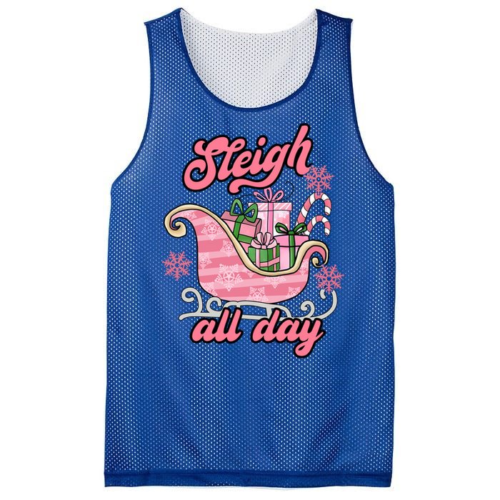 Groovy Pink Christmas Sleigh Tees Sleigh Xmas All Day Gift Mesh Reversible Basketball Jersey Tank