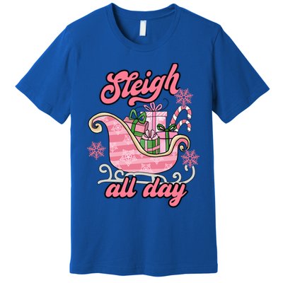 Groovy Pink Christmas Sleigh Tees Sleigh Xmas All Day Gift Premium T-Shirt