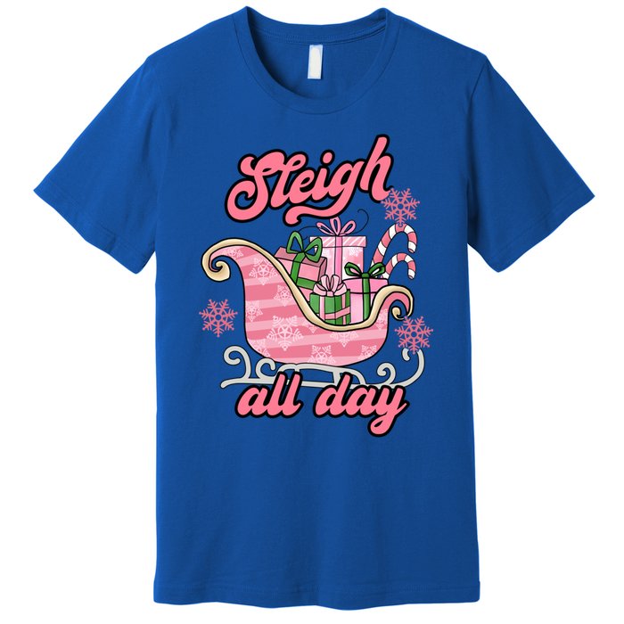 Groovy Pink Christmas Sleigh Tees Sleigh Xmas All Day Gift Premium T-Shirt