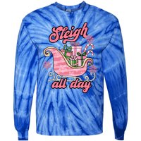 Groovy Pink Christmas Sleigh Tees Sleigh Xmas All Day Gift Tie-Dye Long Sleeve Shirt