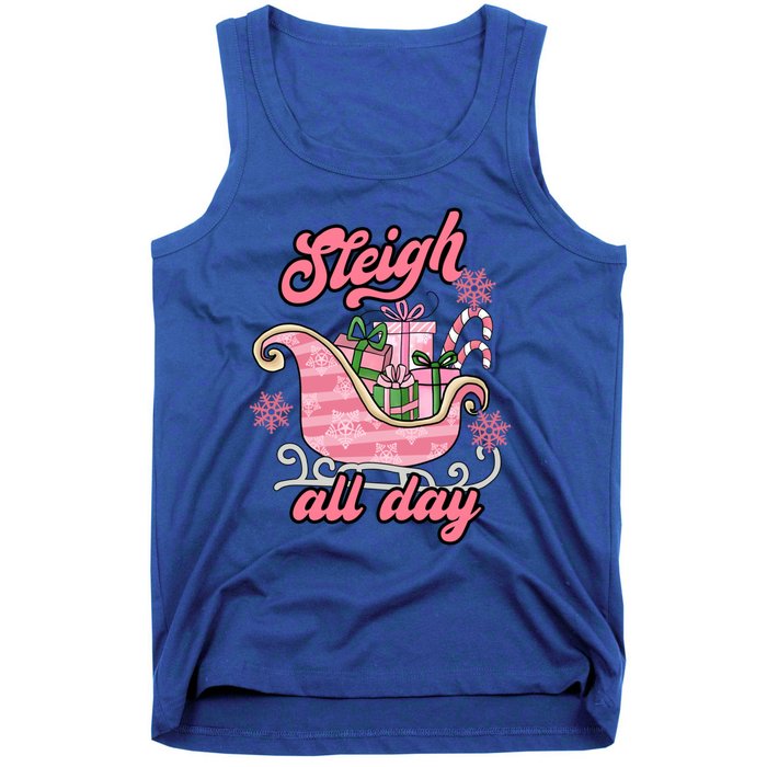 Groovy Pink Christmas Sleigh Tees Sleigh Xmas All Day Gift Tank Top