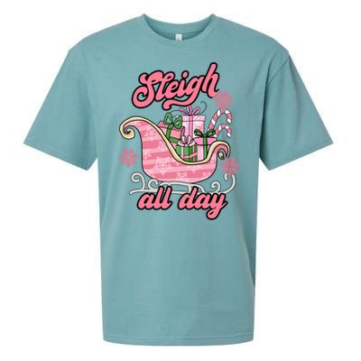 Groovy Pink Christmas Sleigh Tees Sleigh Xmas All Day Gift Sueded Cloud Jersey T-Shirt