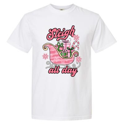 Groovy Pink Christmas Sleigh Tees Sleigh Xmas All Day Gift Garment-Dyed Heavyweight T-Shirt