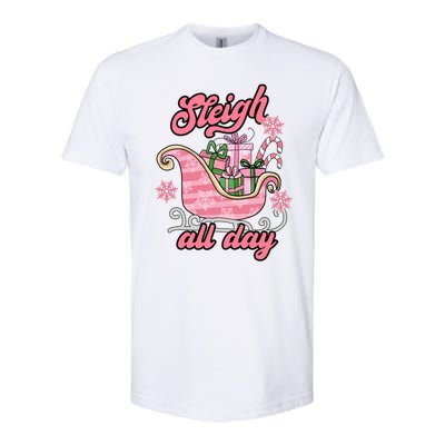 Groovy Pink Christmas Sleigh Tees Sleigh Xmas All Day Gift Softstyle CVC T-Shirt