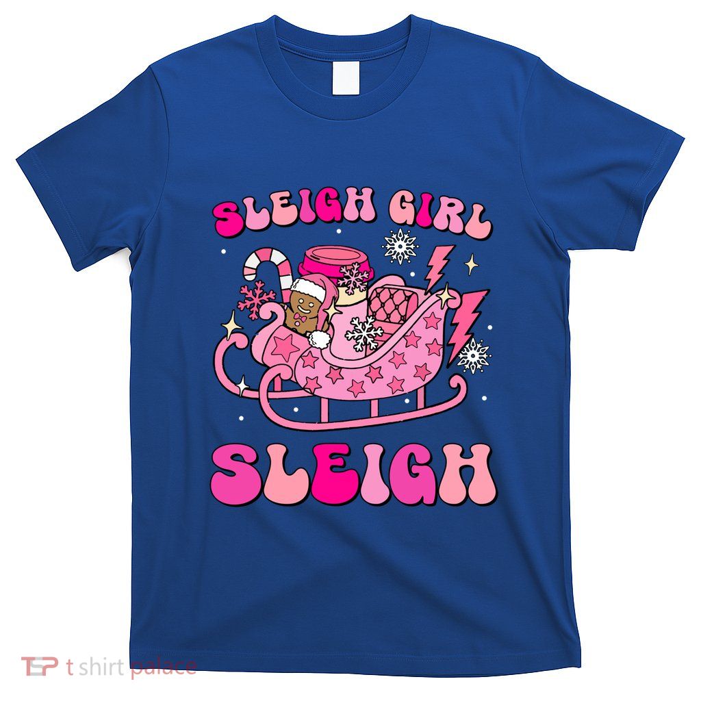 Groovy Pink Christmas Coffee Sleigh Sleigh Xmas Holiday Cool Gift T-Shirt